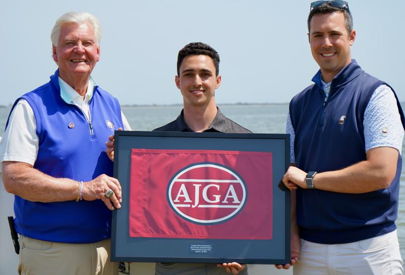 Rehoboth Beach Country Club hosted its first American Junior Golf Association tournament April 26-28. Shown are (l-r) Rudy Blancke, head of the volunteer contingent; AJGA Tournament Director Adam Stover; and RBCC Director of Golf Pat Mastrian. PHOTO COURTESY OF AJGA